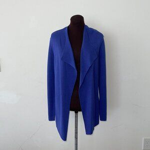 Eileen Fisher Open Front Drape Sweater Cardigan Size PM Blue Silk Blend